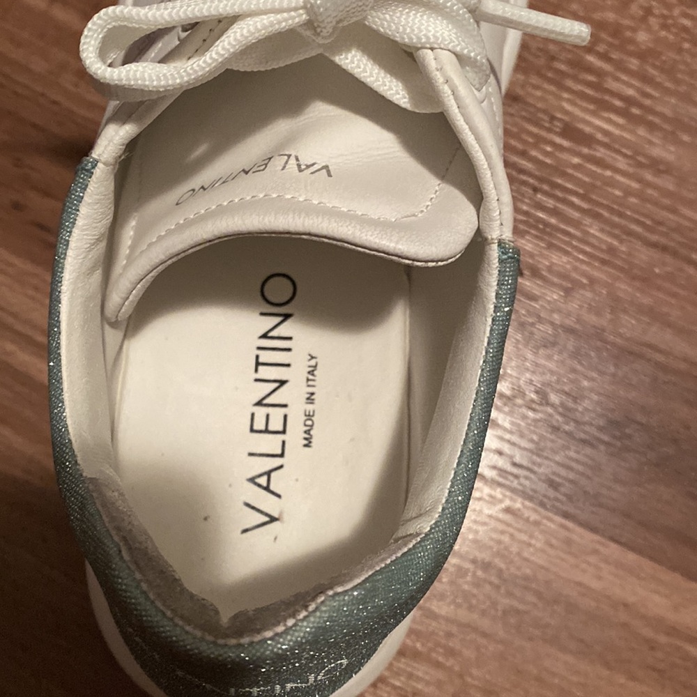 Pre-❤️ Velentino Fresia White Green Leather Shoes - Picture 4 of 14